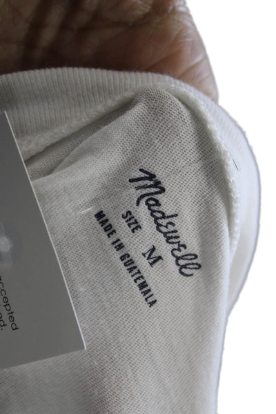Madewell Women White Cotton Basic T-Shirt Crew Neck Short Sleeve Size M