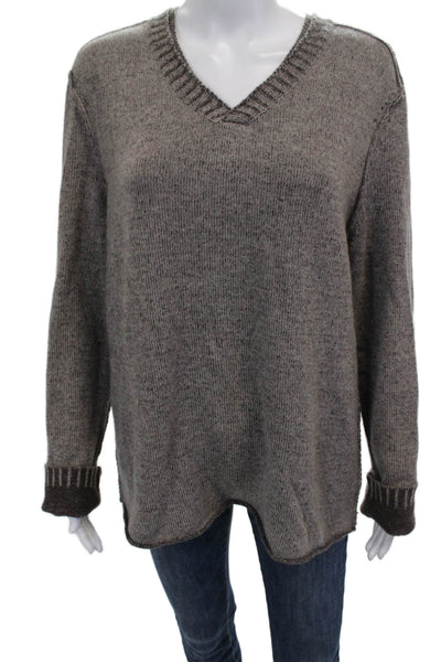 Inhabit Womens Brown Cashmere V Neck Pullover Sweater Long Sleeve Size L