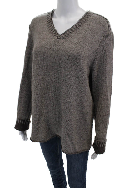 Inhabit Womens Brown Cashmere V Neck Pullover Sweater Long Sleeve Size L