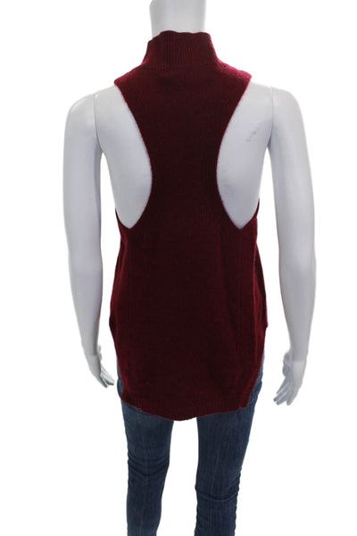 360 Cashmere Womens Cashmere Vest Sleeveless Mock Neck Red Size S