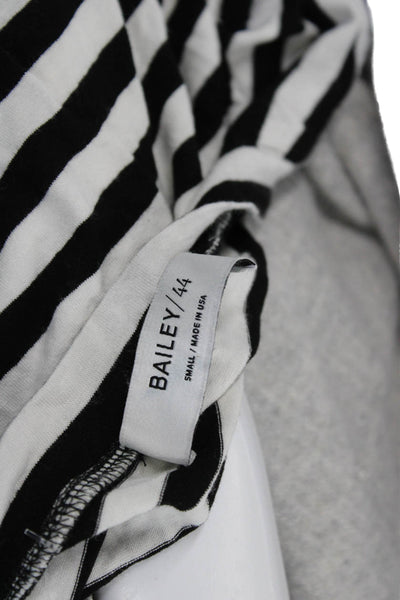 Bailey 44 Women Black Striped Rayon V-Neck Short Sleeve Basic T-Shirt Size S