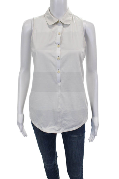 Lululemon Womens Basic Sleeveless Tank White Collared Striped Nylon Size 8