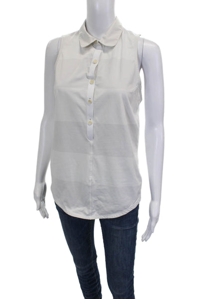 Lululemon Womens Basic Sleeveless Tank White Collared Striped Nylon Size 8