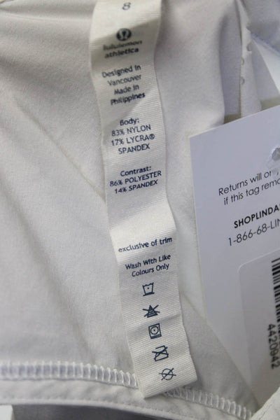Lululemon Womens Basic Sleeveless Tank White Collared Striped Nylon Size 8