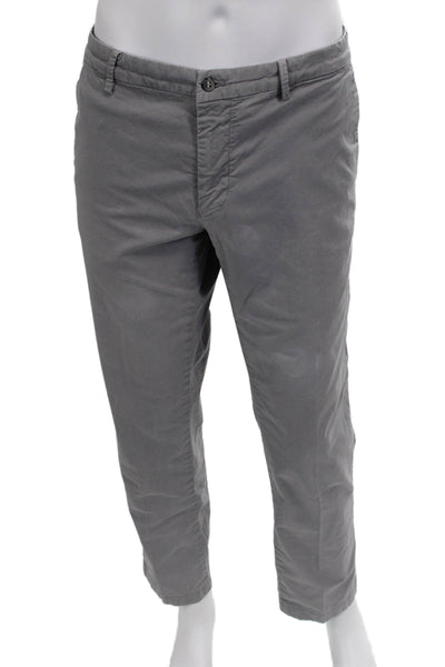 Masons Men Chino Pants Gray Cotton Button Solid Spring Size 52