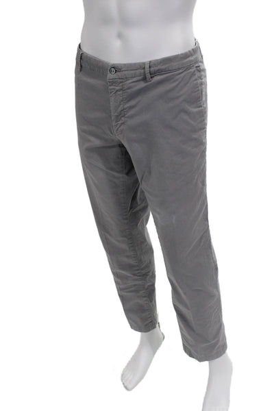 Masons Men Chino Pants Gray Cotton Button Solid Spring Size 52
