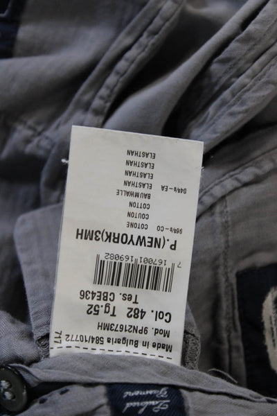 Masons Men Chino Pants Gray Cotton Button Solid Spring Size 52