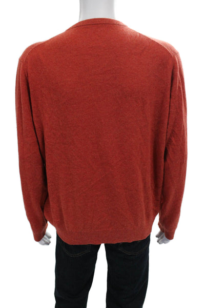 J Crew Mens Wool V Neck Pullover Orange Long Sleeve Size L