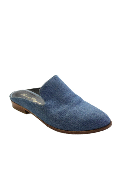 Robert Clergerie Womens Denim Slip-On Flat Mules Blue Size 8.5