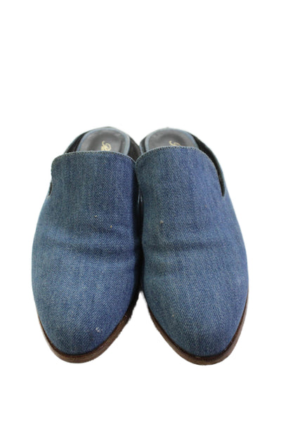Robert Clergerie Womens Denim Slip-On Flat Mules Blue Size 8.5