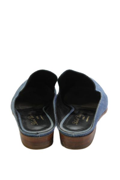 Robert Clergerie Womens Denim Slip-On Flat Mules Blue Size 8.5