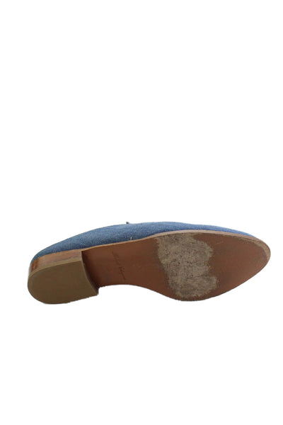 Robert Clergerie Womens Denim Slip-On Flat Mules Blue Size 8.5