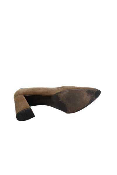 Stuart Weitzman Womens Suede Tasseled Pointed Toe Pump High Heels Brown Size 9