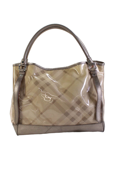 Burberry Womens Nova Check Print Snap Closure Tote Handbag Pink