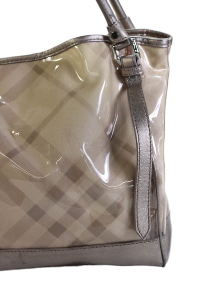 Burberry Womens Nova Check Print Snap Closure Tote Handbag Pink