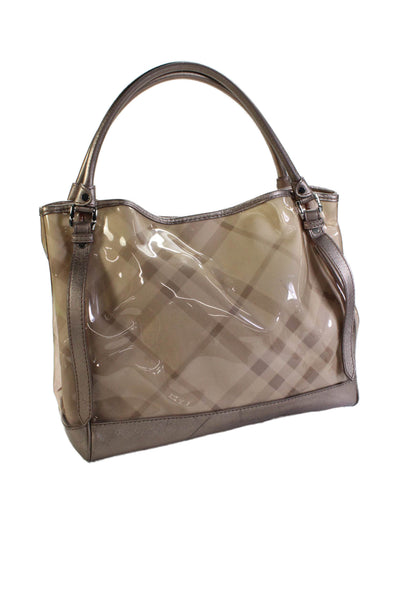 Burberry Womens Nova Check Print Snap Closure Tote Handbag Pink