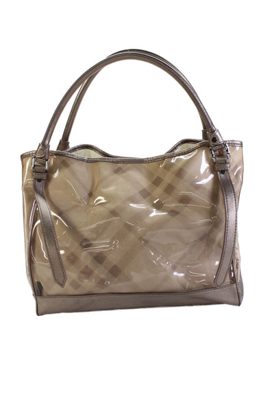 Burberry Womens Nova Check Print Snap Closure Tote Handbag Pink
