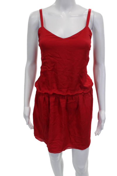 Haute Hippie Women Slip Dress Red V-Neck Sleeveless Above Knee Polyester Size S