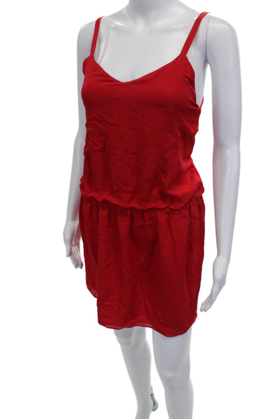 Haute Hippie Women Slip Dress Red V-Neck Sleeveless Above Knee Polyester Size S
