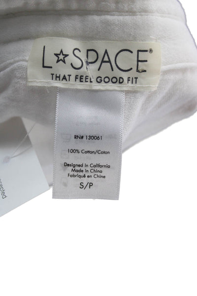 L Space Women Romper White Cotton Collared Short Sleeve Size S