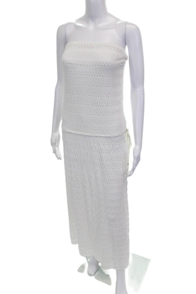 Vitamin A Womens Maxi Dress White Strapless Polyester Size S