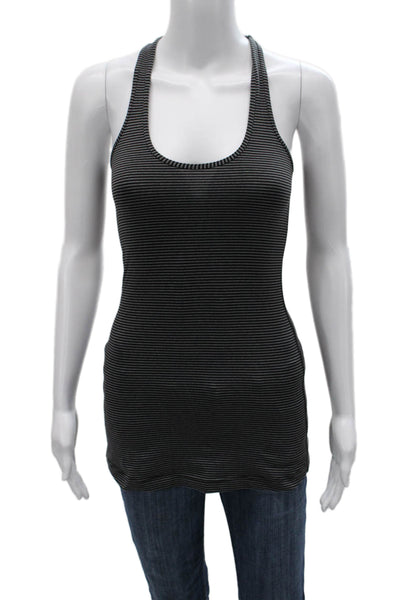 Lululemon Women Basic Striped Scoop Neck Sleeveless Tank Black Size S