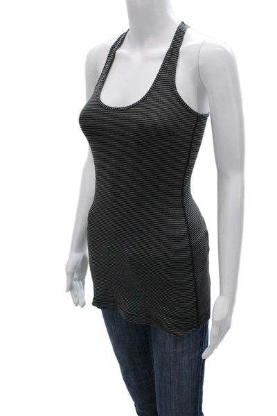 Lululemon Women Basic Striped Scoop Neck Sleeveless Tank Black Size S