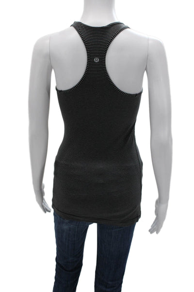 Lululemon Women Basic Striped Scoop Neck Sleeveless Tank Black Size S