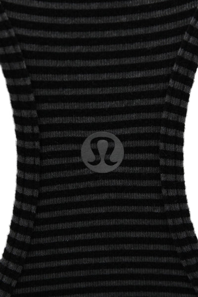 Lululemon Women Basic Striped Scoop Neck Sleeveless Tank Black Size S