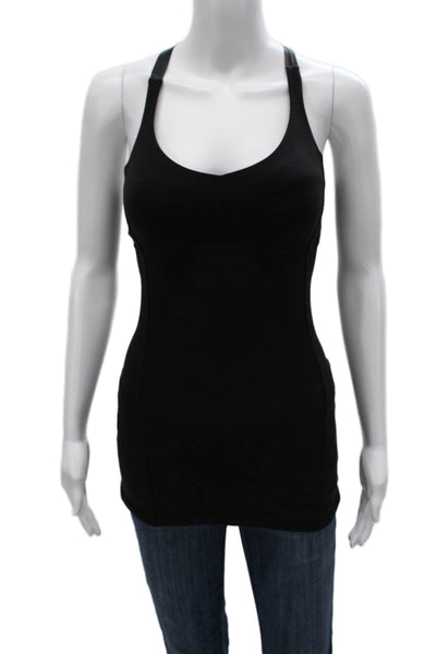 Lululemon Womens Basic V Neck Sleeveless Tank Black Nylon Blend Size 2