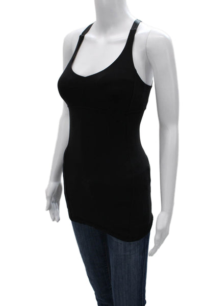 Lululemon Womens Basic V Neck Sleeveless Tank Black Nylon Blend Size 2
