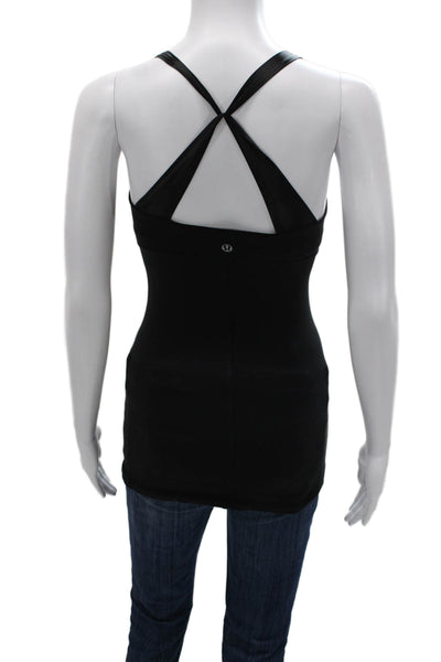 Lululemon Womens Basic V Neck Sleeveless Tank Black Nylon Blend Size 2