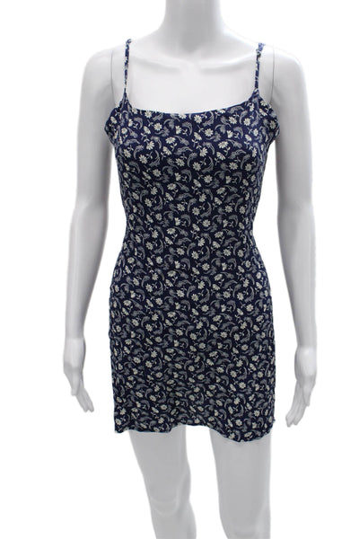 Reformation Womens Blue Slip Dress Viscose Square Neck Sleeveless Short Size 6