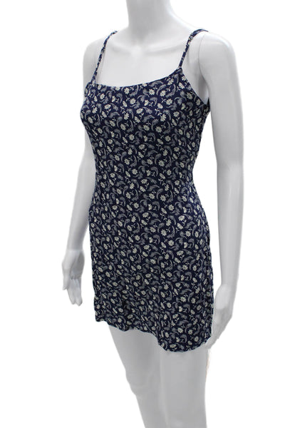 Reformation Womens Blue Slip Dress Viscose Square Neck Sleeveless Short Size 6
