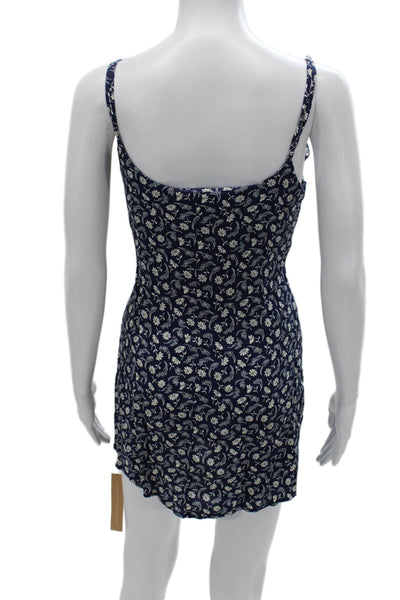 Reformation Womens Blue Slip Dress Viscose Square Neck Sleeveless Short Size 6