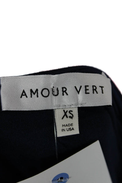 Amour Vert Women Shift Dress Blue Scoop Neck 3/4 Sleeve Size XS