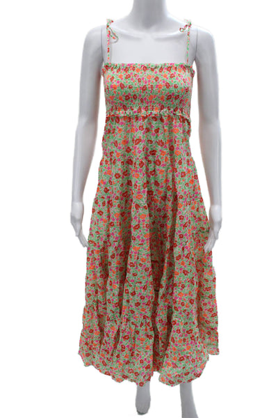 J Crew Womens Floral Cotton Sundress Square Neck Sleeveless Long Size XS