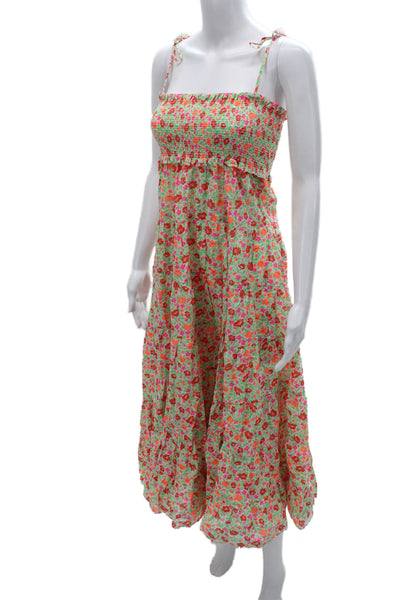 J Crew Womens Floral Cotton Sundress Square Neck Sleeveless Long Size XS