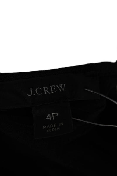 J Crew Womens Petite Black Linen Shift Dress Short Sleeve Tie Round Neck Size 4