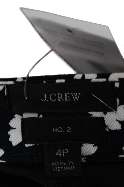 J Crew Women Petite Floral Cotton Straight Pencil Skirt Blue Zip Short Size 4