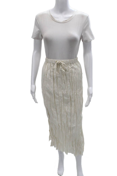 J Crew Women Maxi Skirt Beige Viscose Drawstring Long Size S