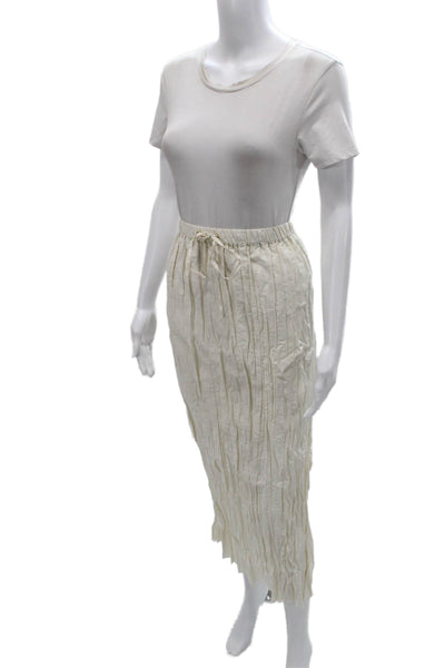 J Crew Women Maxi Skirt Beige Viscose Drawstring Long Size S