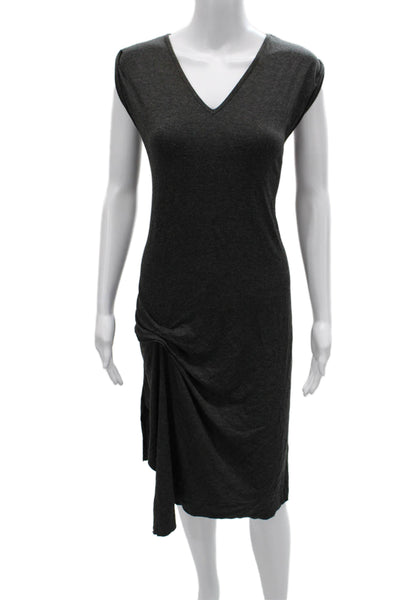 Saint Grace Womens T Shirt Dress Gray VNeck Rayon Short Sleeve Knee Size S