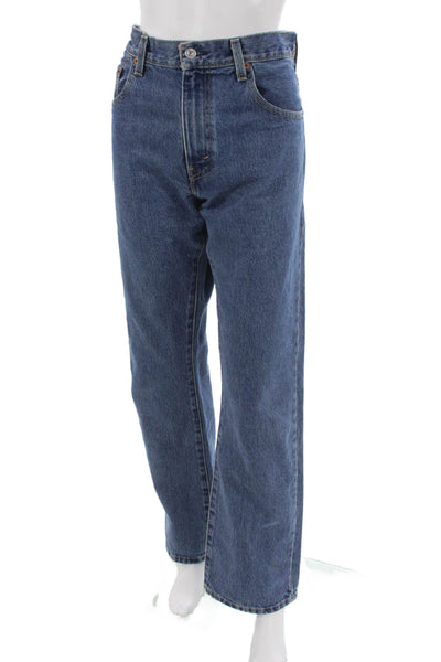 Levis Mens Bootcut Jeans Blue Cotton Mid Rise Button Fly Size 34