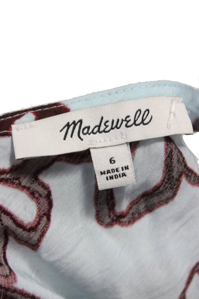 Madewell Womens Floral Blue V Neck Sleeveless Viscose Blouse Size S