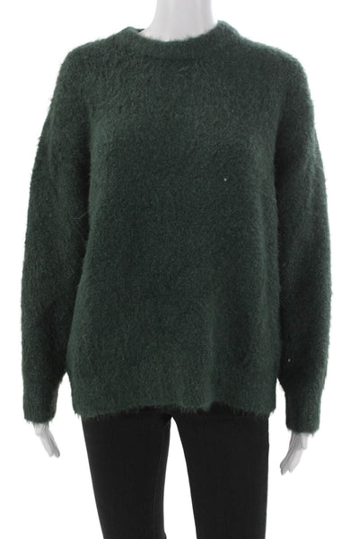 Marine Layer Women Pullover Sweater Green Nylon Crew Neck Long Sleeve Size S