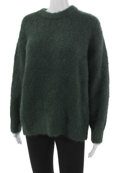 Marine Layer Women Pullover Sweater Green Nylon Crew Neck Long Sleeve Size S