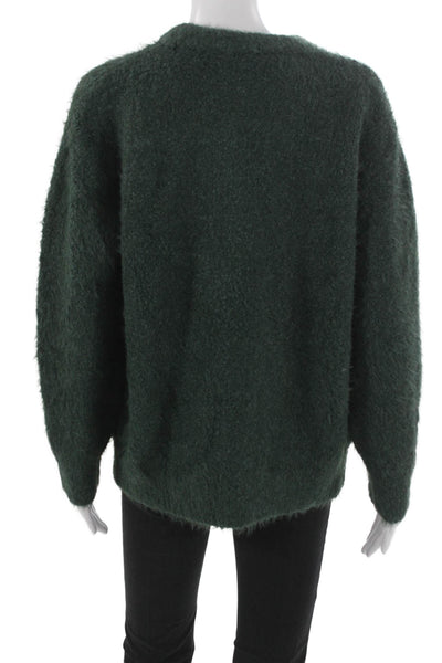 Marine Layer Women Pullover Sweater Green Nylon Crew Neck Long Sleeve Size S
