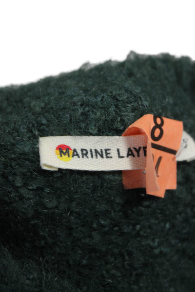 Marine Layer Women Pullover Sweater Green Nylon Crew Neck Long Sleeve Size S