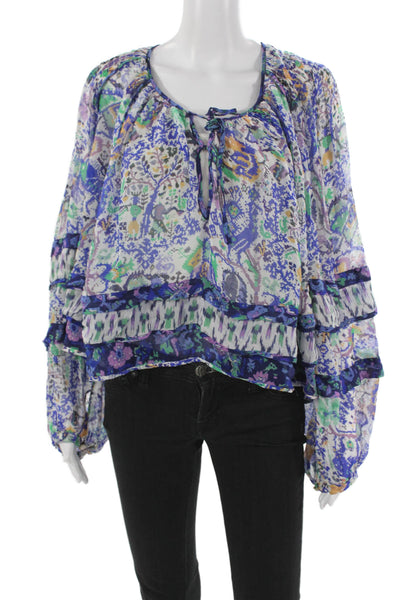 Isabel Marant Women Tunic Multicolor Paisley Round Neck Long Sleeve Size 38